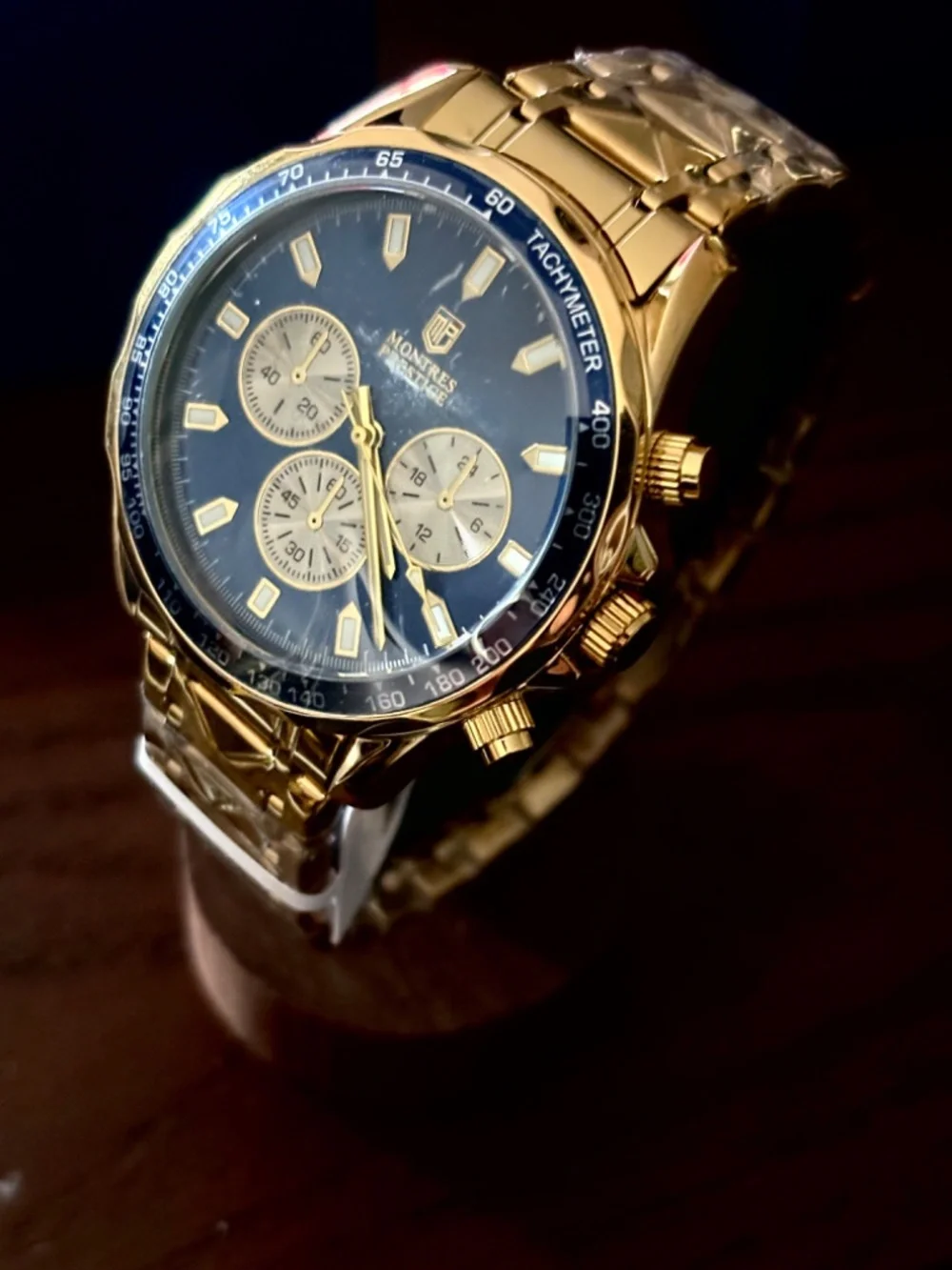 Montres Prestige MPW-0349 Gold Tone 44mm Men’s Quartz Watch New Box
